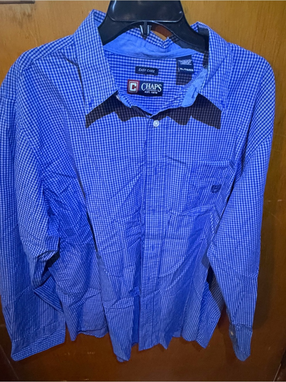 Chaps Men's Royal Blue Micro-Check Button-Down Shirt
